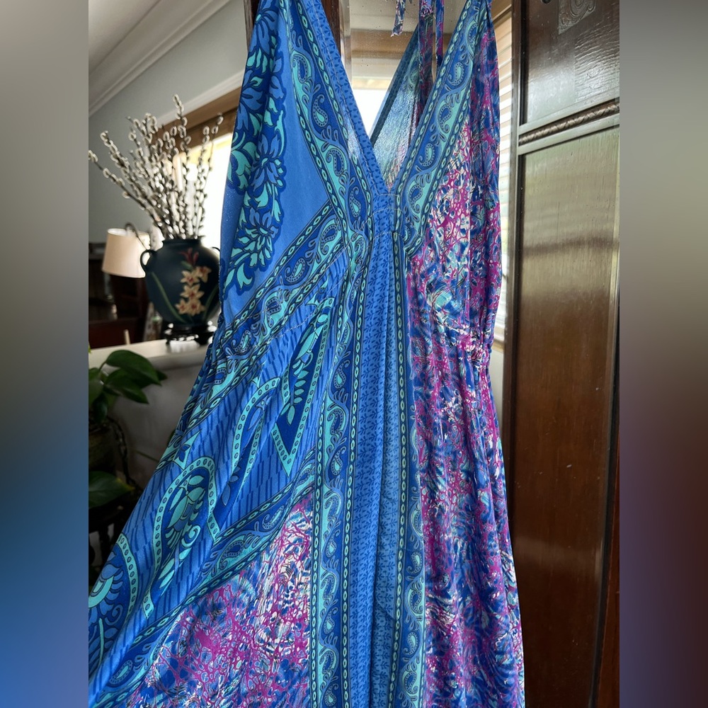 Kathmandu Imports Silk Maxi Halter Dress. EUC. Medium/Large. - Picture 3 of 9